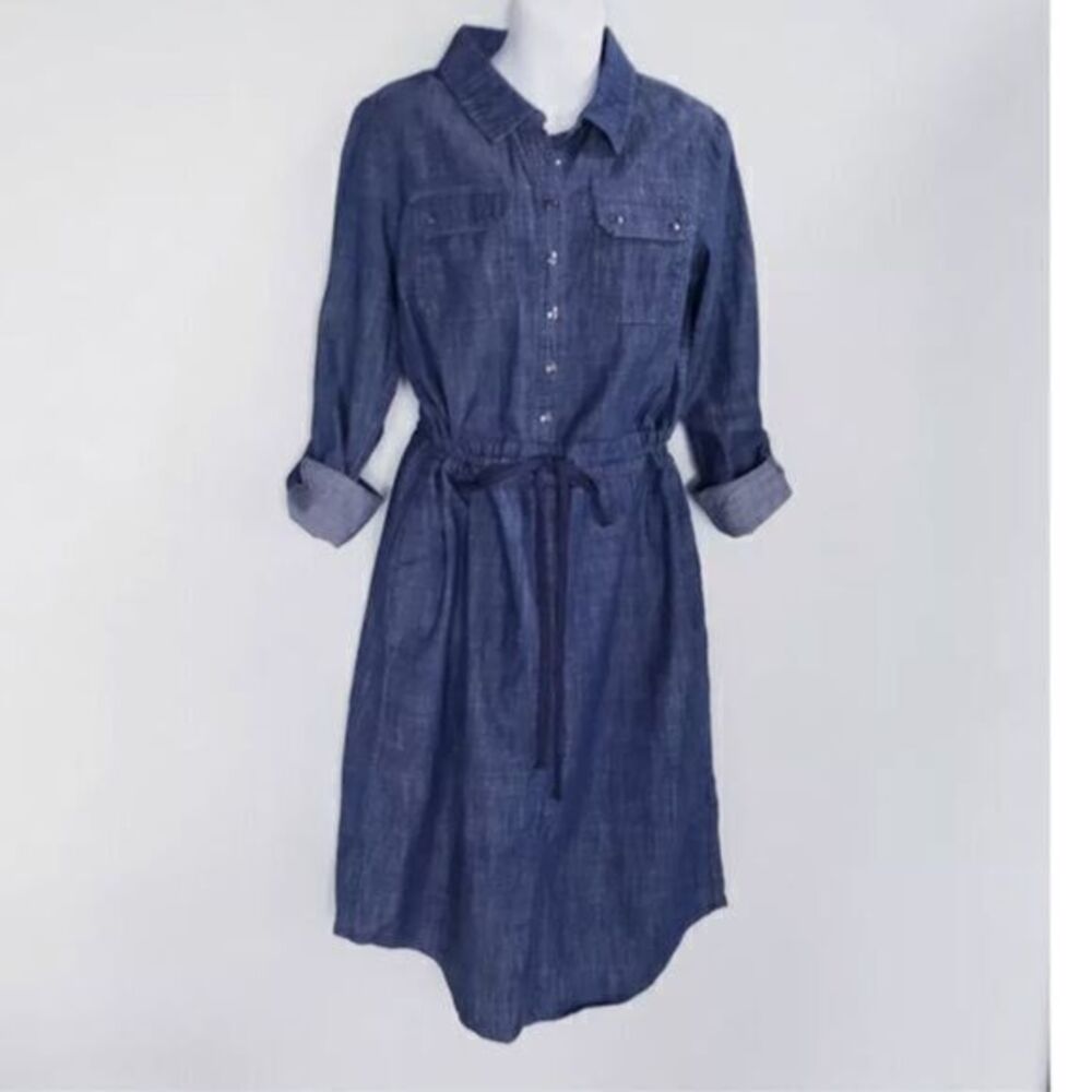 CHRISTOPHER
BANKS EUC Blue Jean Shirt Dress Tie Waist US 4